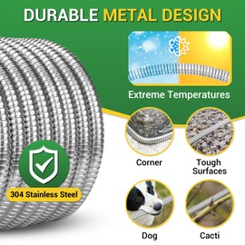 360 GADGET Garden Hose - Short Water Leader Metal Hose 10 FT with Female to Female Fitting, Flexible, Heavy Duty Hose Extension for Outdoor Hose Reel/Dehumidifier/RV、304 Stainless Steel