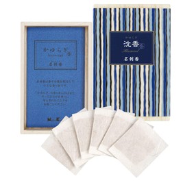nippon kodo KAYURAGI Sachet - Aloeswood 6 Mini Scented sachets per Wooden Box, Japanese Quality Incense, Since 1575