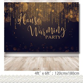 Rcoaror Housewarming Party Backdrop Bokeh Lights Black and Gold Home Sweet Home Photoshoot Decorations New House Background House Warming Banner Wedding Bridal Shower Supplies 71X47inch