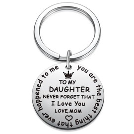 to My Daughter Graduation Keychain 16th Birthday Gift from Mom, Be Safe Don't Do Stupid, First Time Driver Gifts, I Love You Keyring for Teen Daughter