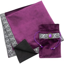 MARDUK Tarot Cloth, Non-Slip, Large, Velvet, Tarot Card, Oracle Card, For Beginners, 25.6 x 25.6 inches (65 x 65 cm), Purple