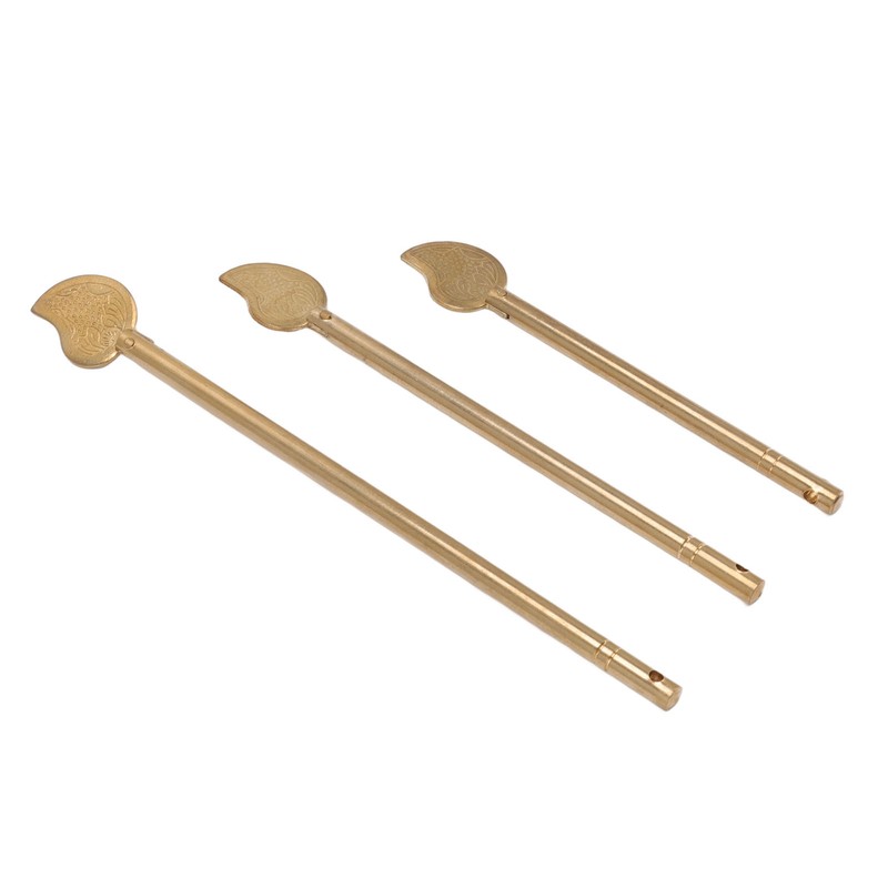 3PCS Cabinet Key Latch Leaf Shaped Cabinet Locking Pin Brass