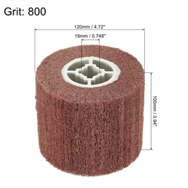 uxcell 120x100x19mm 800 Grit Non-Woven Polishing Burnishing Wheel Nylon Wire Drawing Abrasive Flap Wheel for Surface Treatment Stainless Steel Copper Aluminum Red