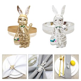 XuQiZZpp 6Pieces Metal Easters Rabbits Napkin Holders Rabbits Shape Napkin Holders Napkin Rings For Easters And Special Event