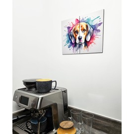 The Plum Penguin Beagle Watercolour Style Wall Art | 2 Piece A4 MDF Wooden Home Decor