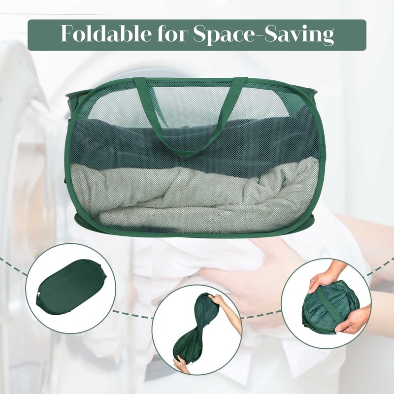 Sturdy Mesh Pop Up Laundry Hamper, Collapsible Laundry Baskets with