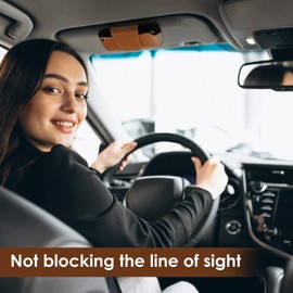 URIZZD Sunglass Holder for Car Visor, Car Sunglasses Holder Leather, Eyeglasses Holder Glasses Storage Case Visor Accessories (Brown)