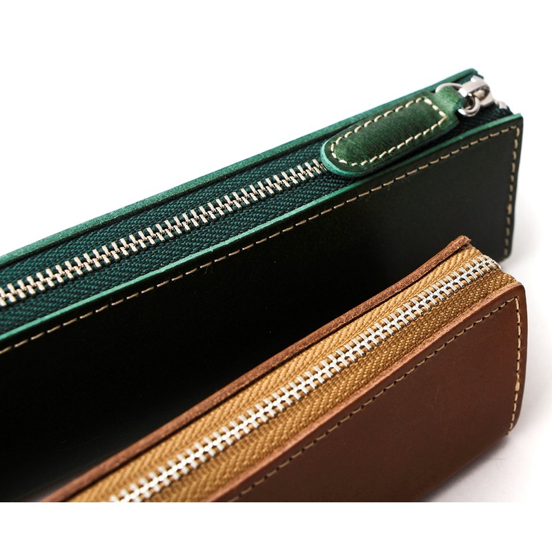 [SLIP-ON]ペンケース 革 筆箱 学生 社会人 メンズ レディース スリップオン BT ファスナーペンケースM