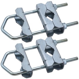 Double Pipe Clamp Set for Mast Clamps Made of High-Quality Steel 18 cm - Pipe or Mast Bracket up to 64 mm Made of Galvanised Steel for Antennas (Satellite, DVB-T2 Radio, LTE) Parasol, Weather Station