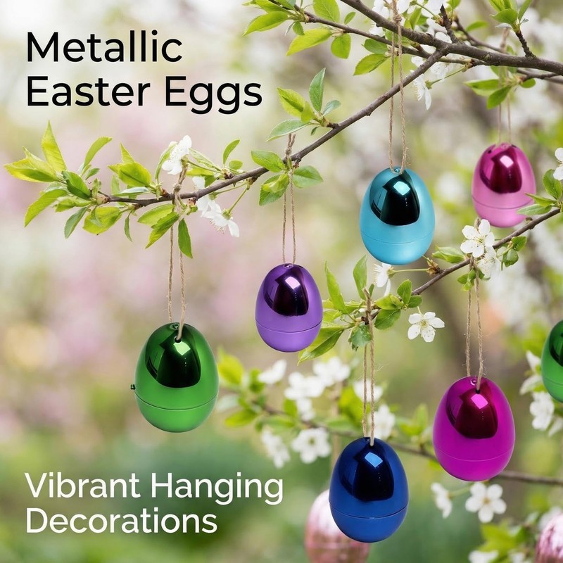 Nyicey Plastic Metallic Easter Eggs for Easter Basket Hunt Egg