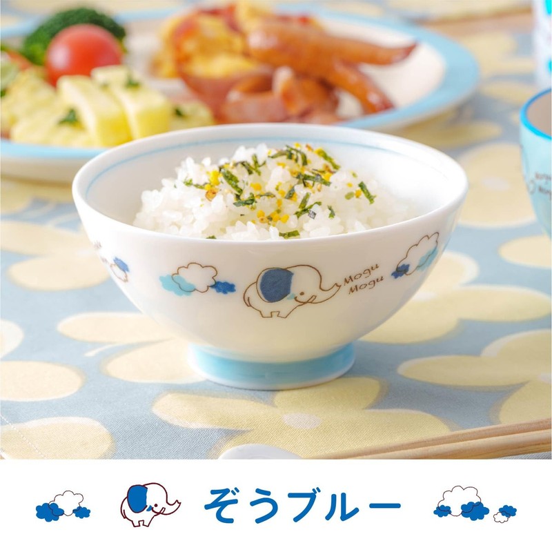 Asahi Koyo KD-3415 Children's Rice Bowl, Elephant, Blue, 1 Piece,