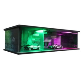 1:64 Neon Style LED Display Diorama – Model Scene with UV Printing, Multi-Color Lights & Accessories – for Diecast Cars & Figures (Vehicles Not Included)