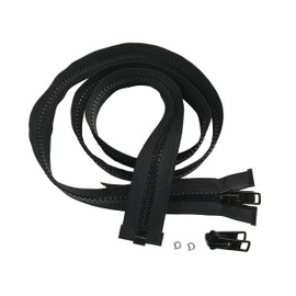 EZ-Xtend Lenzip #10 Separating Zipper for Canvas - Heavy Duty Cut to Length w/Double Metal Locking Zipper Pull - Includes Stainless Steel Zipper Bottom Stop and Extra Slider Replacement (Black, 24")