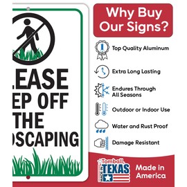 Metal Sign - Please Keep Off The Landscaping- Please Keep Off the Grass or Yard Sign - Use Indoor/Outdoor - Compliance Front Yard, Back Yard, Street, Private Property Sign, Public Notice (8" x 12")