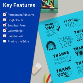 Avery Printable Sticker Paper, 8-1/2" x 11", Full-Sheet Labels, Bright Blue Labels, Laser/Inkjet Printable, 10 Total, Great for Packaging and Stickers