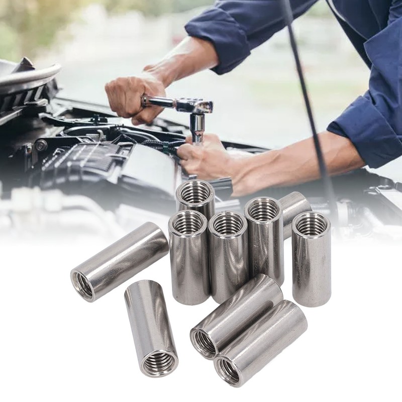 10PCS Round Coupling Nuts 304 Stainless Steel Female Thread Cylindrical