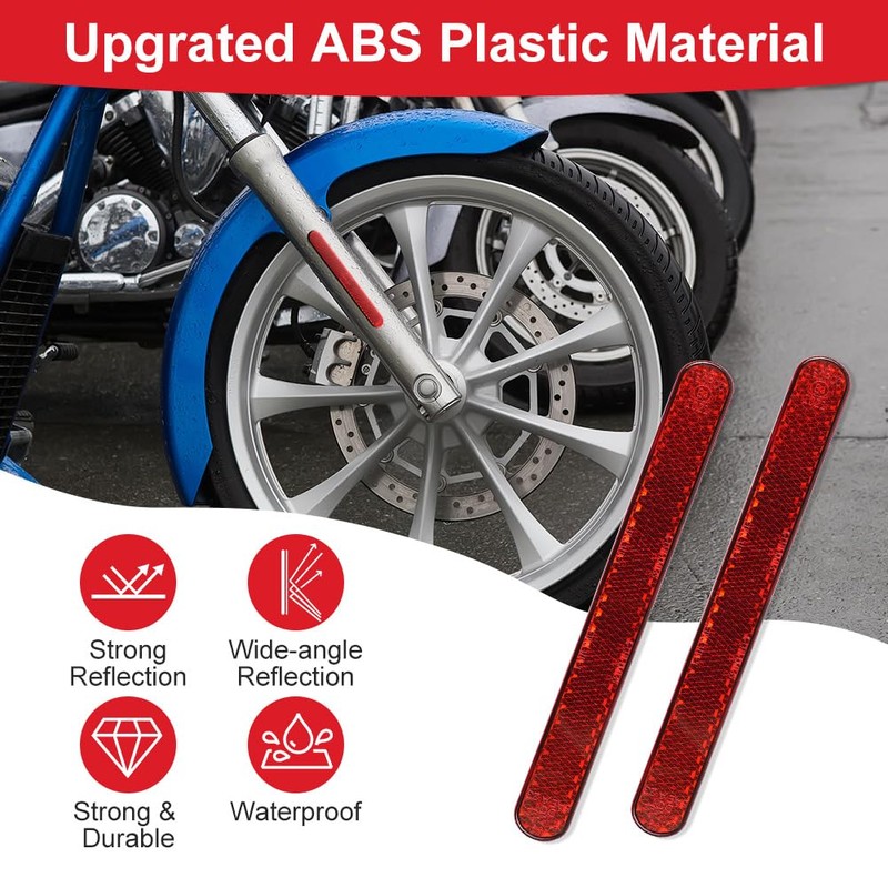 AYBUY 2Pcs Motorcycle Reflectors, Stick-on Rectangular Safety Reflector, Strong Reflective