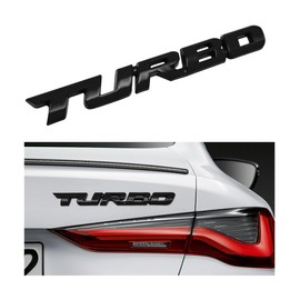 2PCS Turbo Car Emblem Decal, 3D Metal Fender Logo Badge Sticker, Zinc Alloy Auto Front Hood Side Body Emblem Sticker, Universal Exterior Decor Car Accessories for SUV Truck (Black)