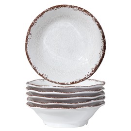 LEHAHA Melamine Bowls Set, 100% Melamine 24 OZ Salad/Soup/Pasta/Cereal Bowls Set of 6, Basic White Kitchen Bowl Sets, Break Resistant and Lightweight, Great for RVs and Camper Trailer