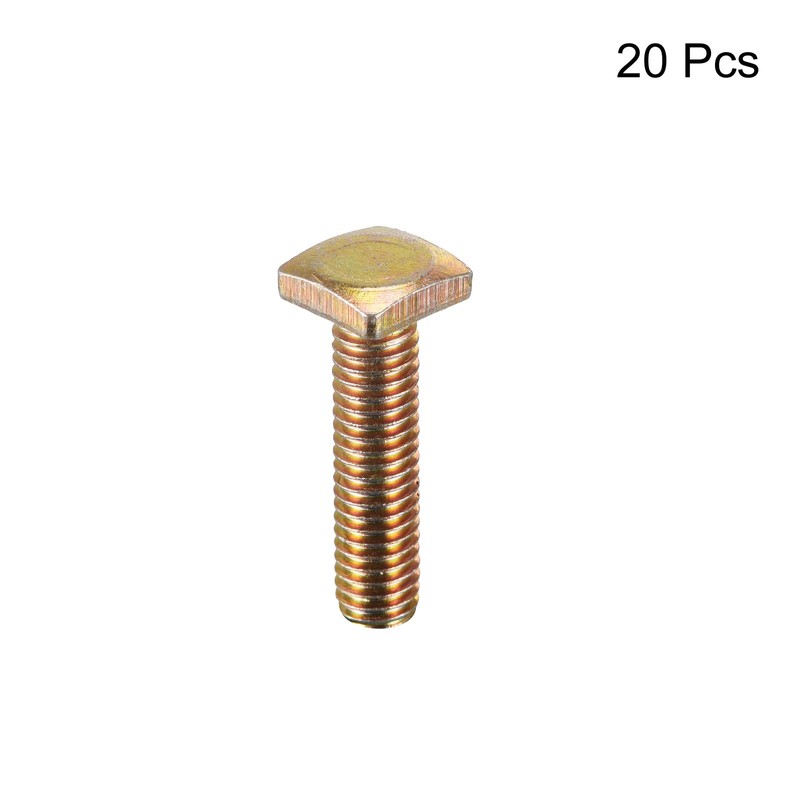 uxcell Square Head Bolt, 20pcs M6x25mm Fully Thread Carbon Steel