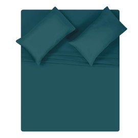 MALLONI HOME King Sheet Set - Double Brushed Microfiber Bedding Sets King, 4 Piece Deep Pocket King Size Bedding Sets - Ultra Soft, Easy-Fit, Wrinkle Free, Quick Dry, Easy Care King Sheets - Teal