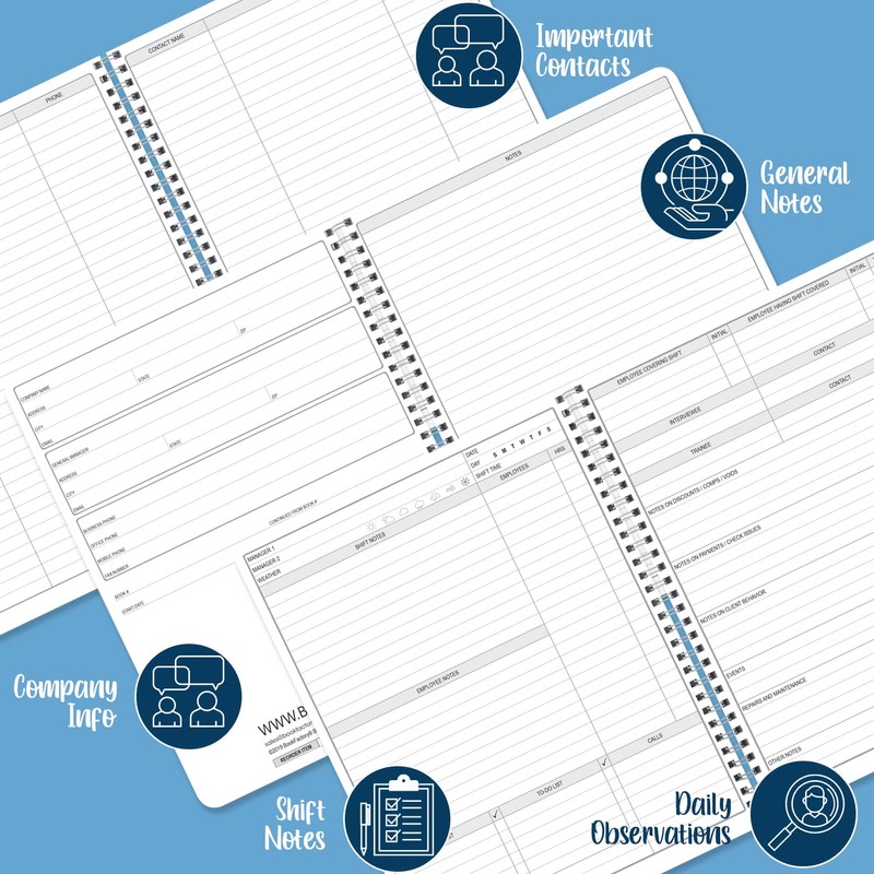 BookFactory Manager Notebook Manager's Log Book Planner Management Logbook, Wire-O