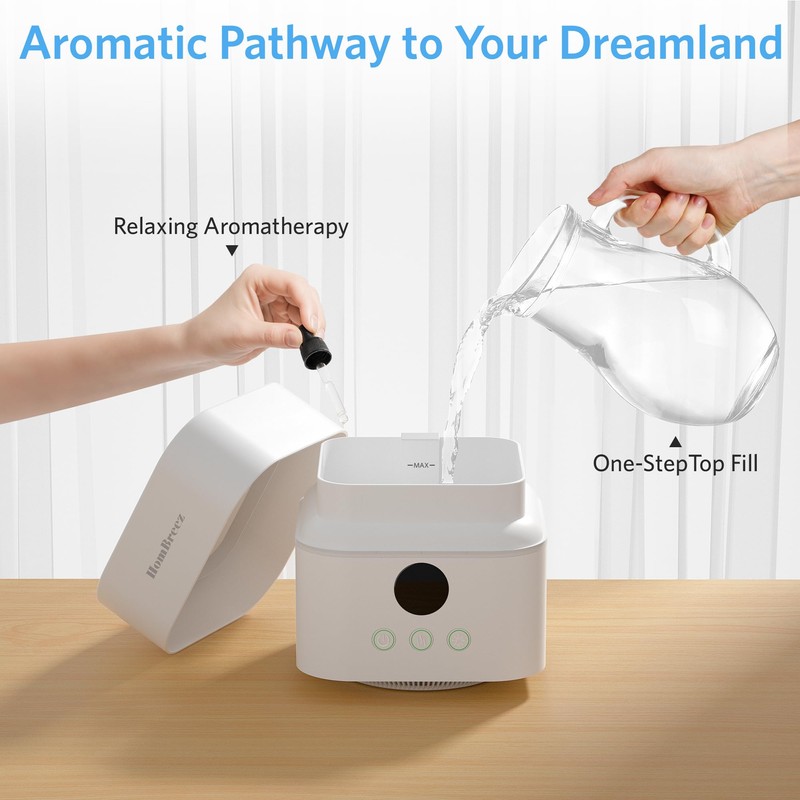 HomBreez Air Purifier and Humidifier Combo for Bedroom, Covers Up