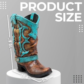 Granatan Cowboy Boot Toilet Brush Holder, Vintage Turquoise Bathroom Accessories, Rustic Bathroom Decor