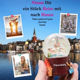 Souvenir Snow Globe Flensburg | Shaking Ball Travel Souvenir Germany Gift | W: 65 mm H: 85 mm | Shake Ball Travel Memory | 30041