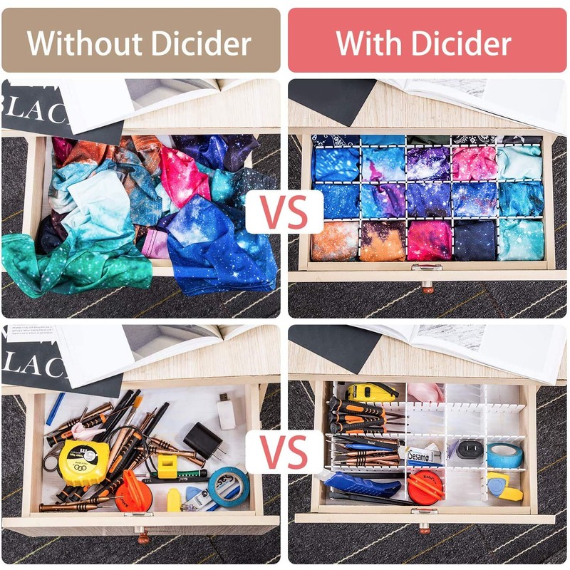 Flytianmy 40Pcs Drawer Dividers, Adjustable Drawer Organizer for Socks, Underwear,