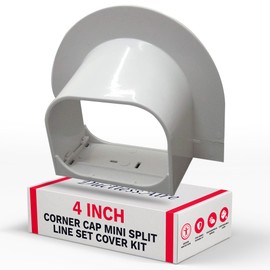DuctlessAire Mini Split Line Set Cover - Lineset Covers for Mini Split Condenser, Central Air Systems, HVAC, Heat Pumps and More - AC Unit Cord Protector - Air Conditioner Accessories (4" Corner Cap)