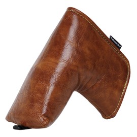 Craftsman Golf Premium Leather Brown Simple and Clean Blade Putter Cover Headcover Protector