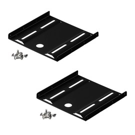 PerfectHD 2 x Mounting Frame | 1 Compartment | Mounting Set for Hard Drives | from 2.5 Inch to 3.5 Inch | Supports Any 2.5 Inch HDD SSD Hard Drive | Mounting Angle Metal | Black | Pack of 2