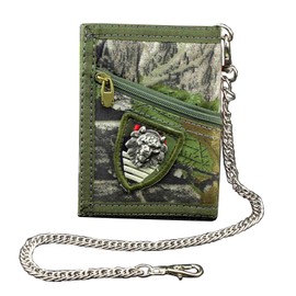 crazy hunter Men's Boy's Army Camouflage Trifold wallet Card Purse with safty Chain