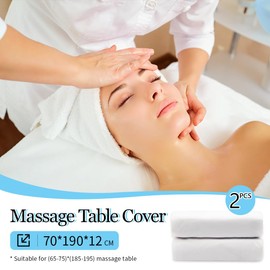 xiaozhifu 2pcs Massageliege Bezug,Spannbezug mit Loch für Massageliege,Bezug für Massageliege Atmungsaktive 70 x 190 x12cm Waschbar Massageliege Bezug(Weiß)