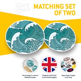 Vinyl Stickers (Set of 2) 30cm - Surf Wave Japanese Style Drawing 13106