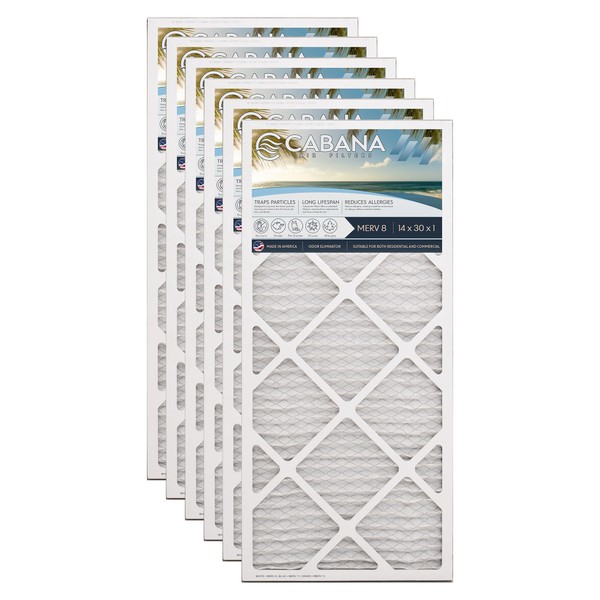 Cabana Filters 14x30x1 AC Furnace Air Filter, Merv 8 Capture