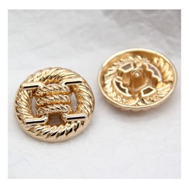 5 PCS Round Alloy Metal Buttons,Knotted Rope Hollow Pattern, for Clothes Women Coat Sweater Sewing Accessories (Golden, 25mm)
