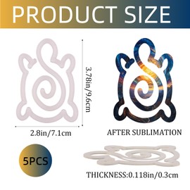 5 Pcs Sublimation Paper Clips Blanks Heart Shape Acrylic Paper Clips for Heat Transfer DIY Crafts Gift Home Office School Use (Turtle)