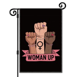 JMYROG Woman Up Retro Garden Flag, Double Sided Yard Outdoor Farmhouse Lawn Porch Decor Flag, Feminist Quote Flag, Inspirational Empowerment Gifts for Women Friend Coworker BFF