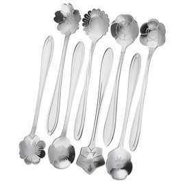 JYJLLM Brand 8 Rose Shaped Coffee Dessert Spoons Tea Tea Spoons teaspoons Set of teaspoons Set of 8 Coffee Coffee Spoon Spoons Spoons Cutlery Tea Spoons 8 Stainless Steel (Silvery)