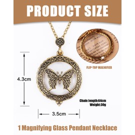 UYRVAPE Magnifying Glass with Chain Reading Magnifying Glass Reading Aid Bags Magnifying Glass Pendant Necklace Pullover Magnifier Portable Handheld Magnifier Women's Vision Aid Mini Magnifying Glass