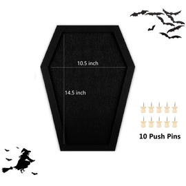 YCCYYCCY Coffin Felt Bulletin Board, Gothic Decor Bulletin Board for Table Top or Wall, Coffin Message Board with Pins, Gothic Decor for Home, Office, Bistro and School(1pc)