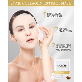 Face Mask Set-5 Pack Snail Mucin Collagen Face Sheet Mask Skincare,Hydrating Facial Mask,Moisturizing Full Face Mask, Glowing Skin for All Skin Types,Mother's Day Skin Care Product Gift Kit for Women