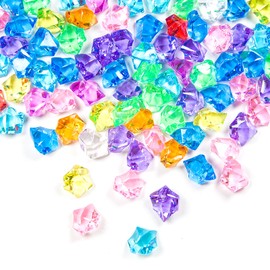 Featuman Multicolored Plastic Diamonds, 160 Pcs Fake Crushed Acrylic Crushed Ice Rocks, Acrylic Gemstone Bulk for Vase Fillers, Aquarium, Pirate-Themed, Christmas Party and Home Weddings Decor
