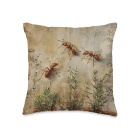 Vintage Insect Lover Gothic Fire Ant Throw Pillow