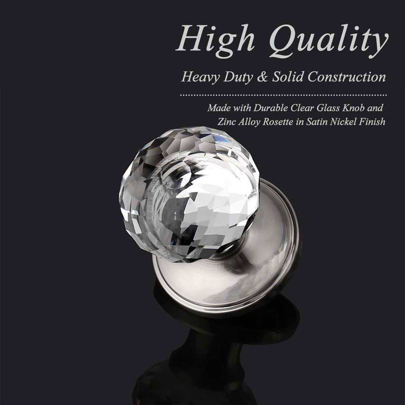 Probrico Diamond Crystal Style Half Dummy Door Knobs 3 Pack