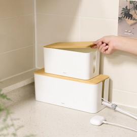 Muas Wood Cover Multi-Tap Organizer (Velcro tie included) Cable outlet organization, small size (3 outlets or less) / 무아스 우드커버 멀티탭 정리함 (벨크로타이 포함) 케이블 콘센트 정리, 소형(3구 이하)