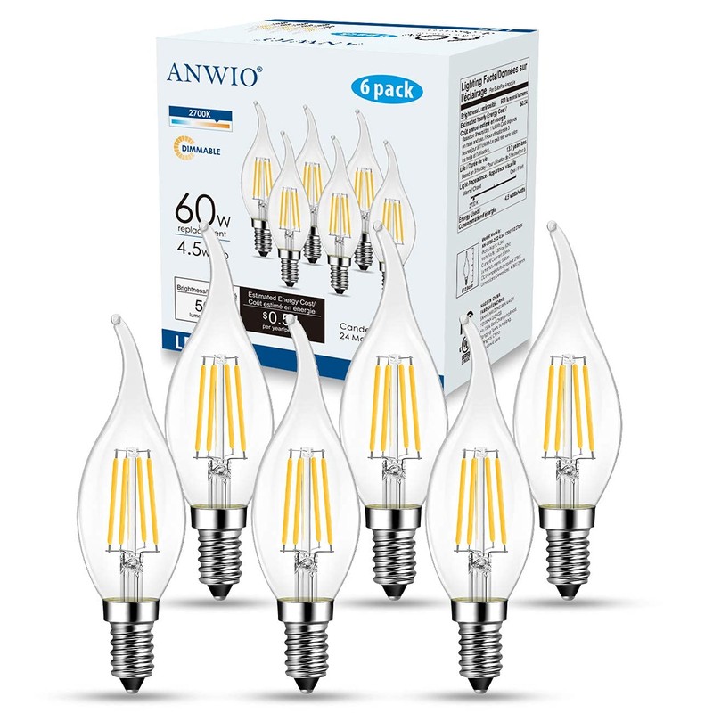 ANWIO B11 LED Filament Bulb E12 Candelabra Medium Base 2700K