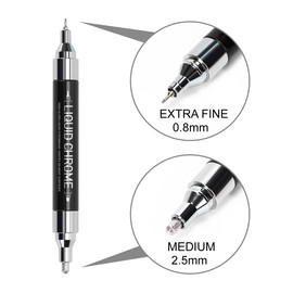 ZEYAR Liquid Chrome Marker Paint Marker, DIY Silver Marker Pen for most surfaces, High-gloss display effects, Dual tips: Extra Fine and Medium Point (0.7mm & 2mm Sized Tips) (1)